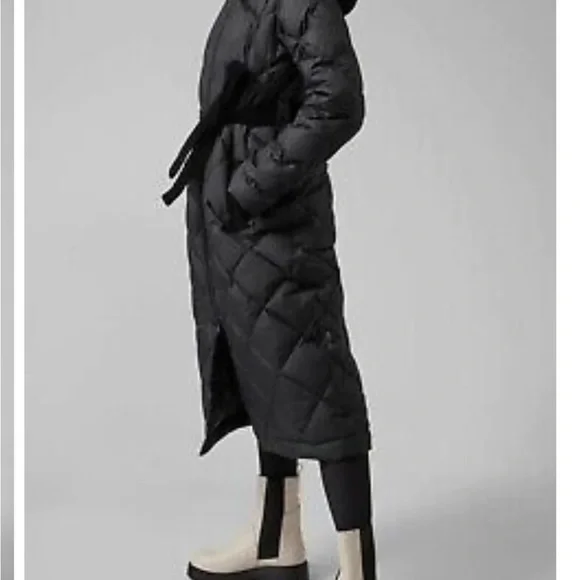 Athleta Boulevard Down Duster Black Quilted Long Coat - Picture 3 of 8